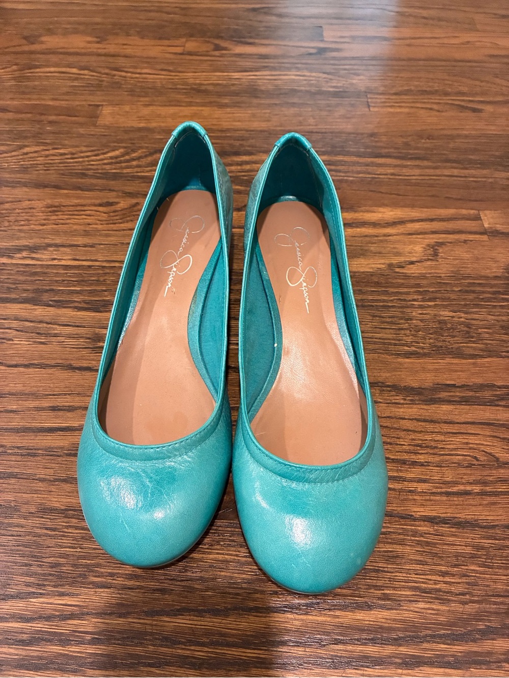 Jessica Simpson Turquoise Leather Ballet Flats